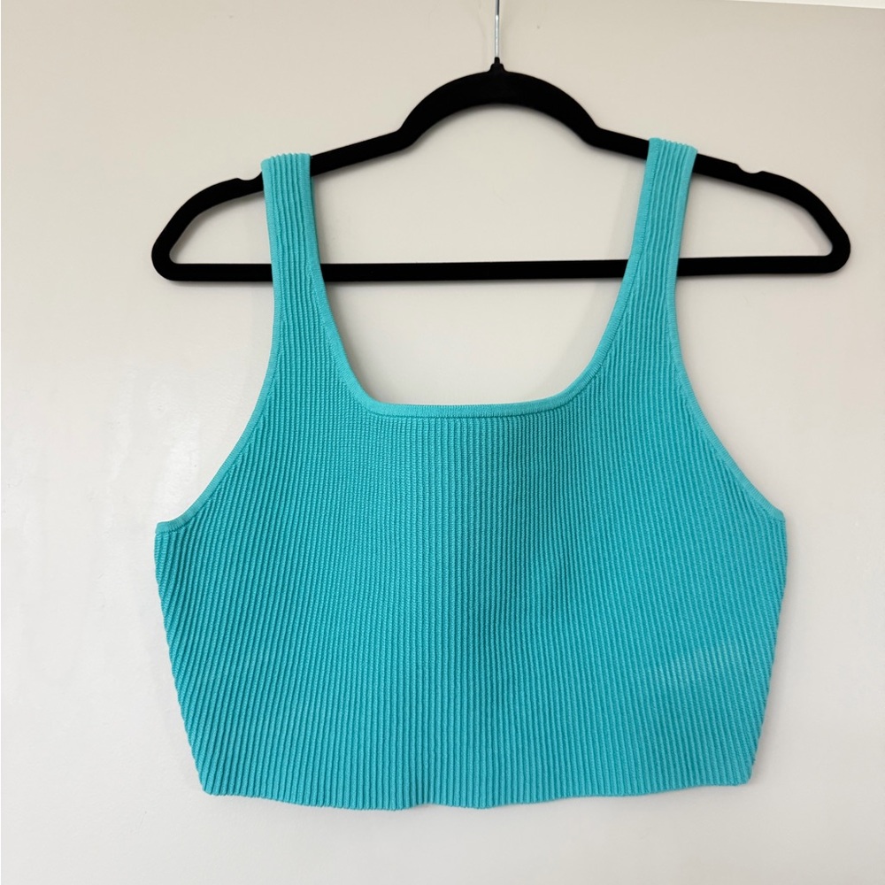 Babaton Turquoise Ribbed Crop Top